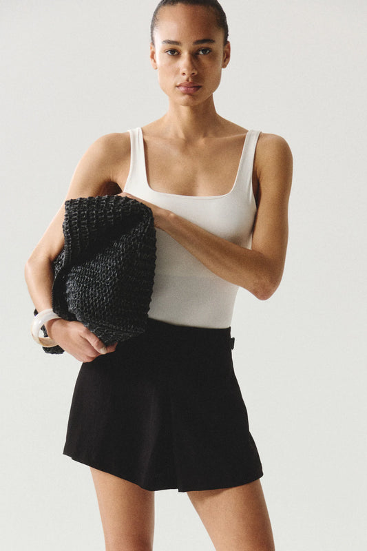 Buckle-detail skort