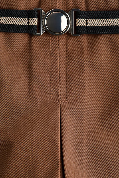 Belted twill skort