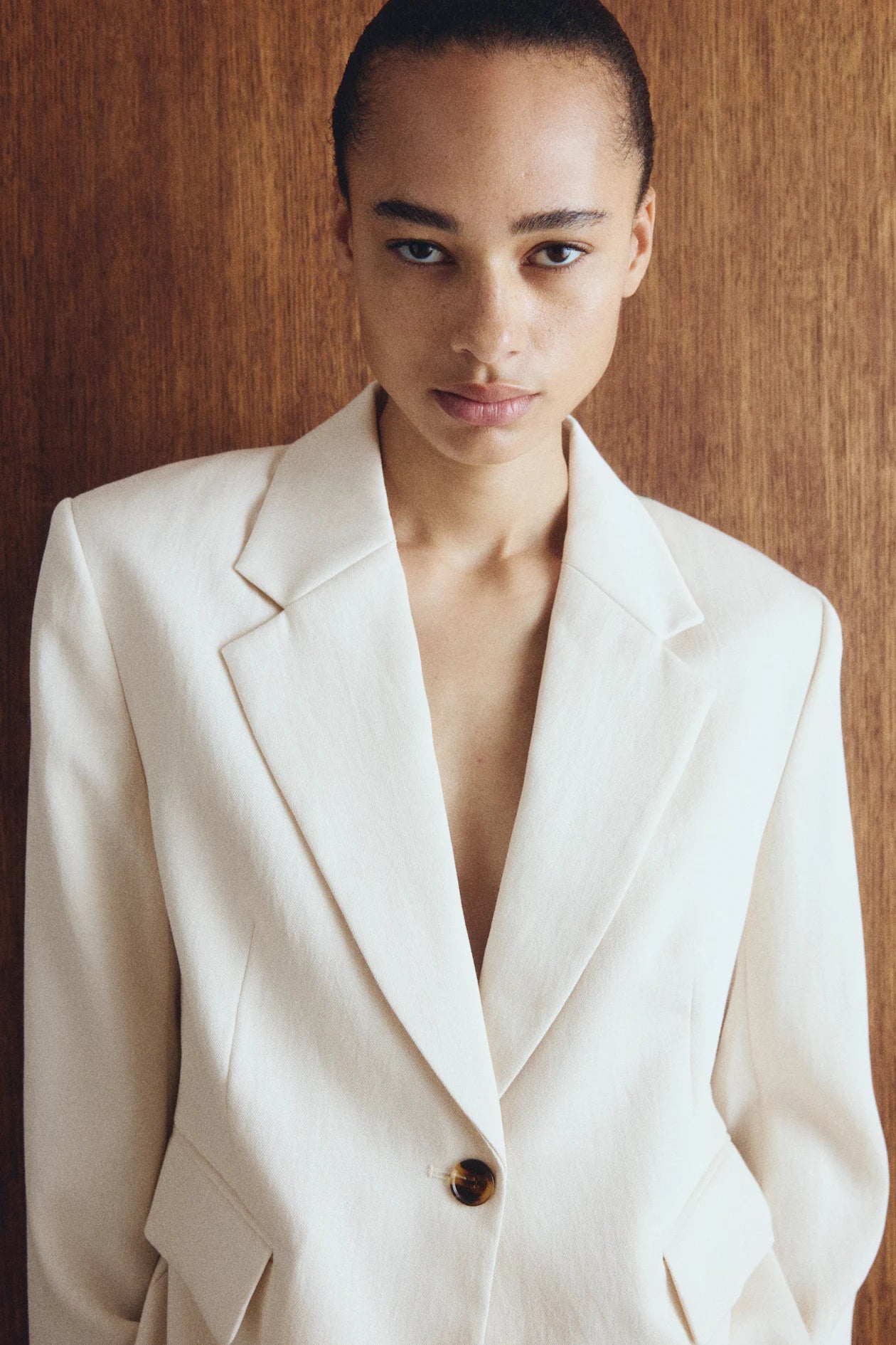 Single-breasted twill blazer