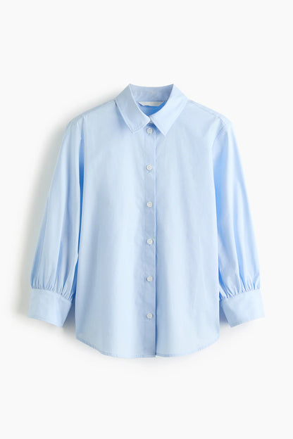 Balloon-sleeved cotton shirt