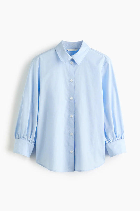 Balloon-sleeved cotton shirt