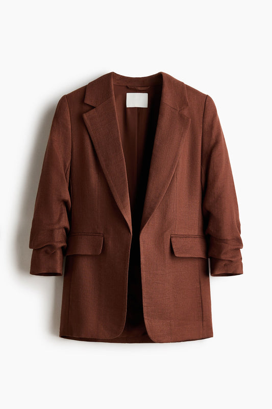 Gathered-sleeve blazer