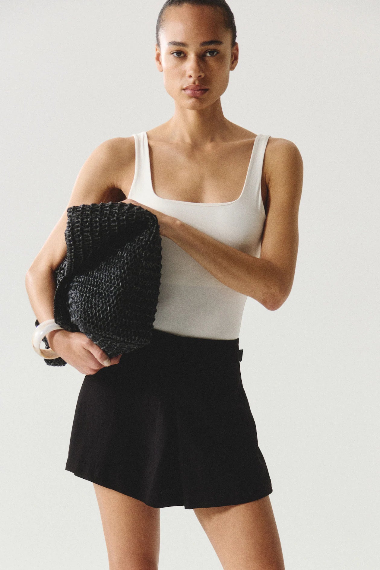 Buckle-detail skort